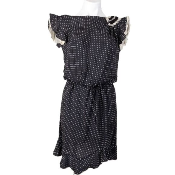 Philosophy di Alberta Ferretti Blue & White Silk Polka Dot Open Back Dress Sz 2 - Picture 1 of 13